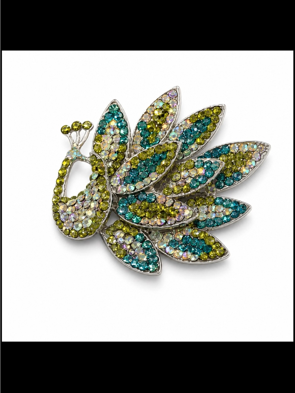 Large Peacock Rhinestone Adjustable Statement Ring